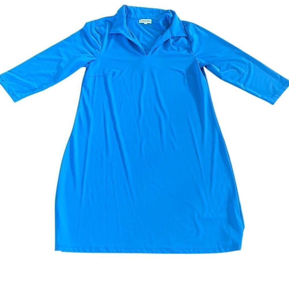 Buckhead Betties blue dress size, large polyester, super comfy, and cute.